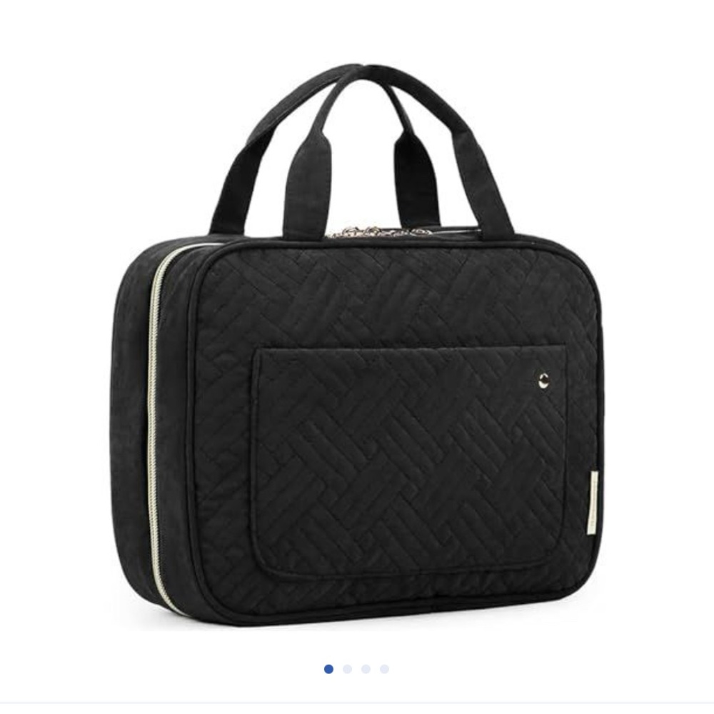 Quilted Black Travel Cosmetic Case Tote